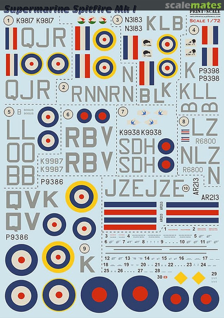 Boxart Supermarine Spitfire Mk.I 72-403 Print Scale