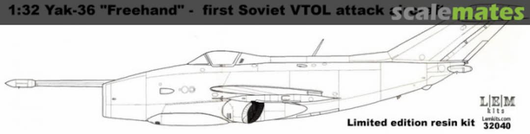Boxart Yak-36 " Freehand" - first Soviet VTOL attack aircraft 32040 LEM Kits