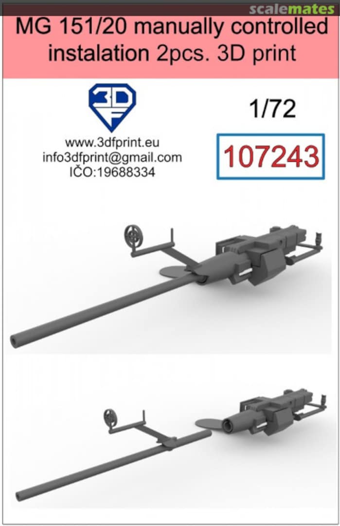 Boxart MG 151/20 manually controlled instalation 2pcs 107243 3DF Print Boxart MG 151/20 manually controlled instalation 2pcs 107243 3DF Print
