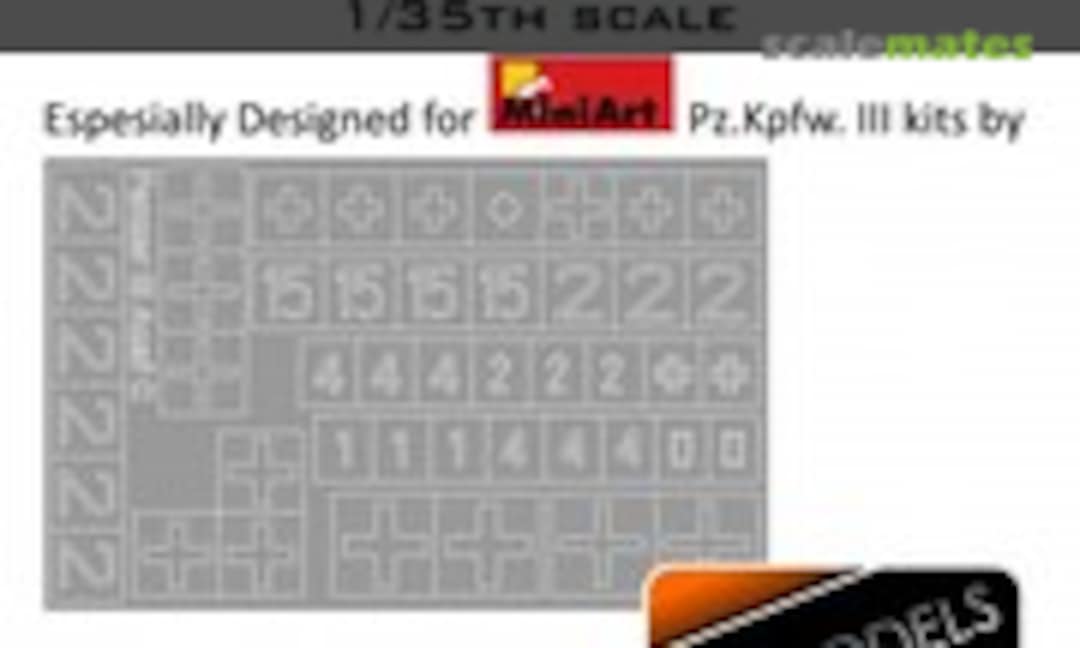 1:35 Paint Masks Set for Pz.Kpfw. III Ausf. C Numbers & Insignia (DN Models 35/827-044) 35/827-044