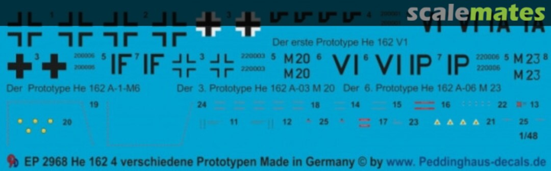 Boxart He 162 4 Prototypen Varianten EP 2968 Peddinghaus-Decals Boxart He 162 4 Prototypen Varianten EP 2968 Peddinghaus-Decals