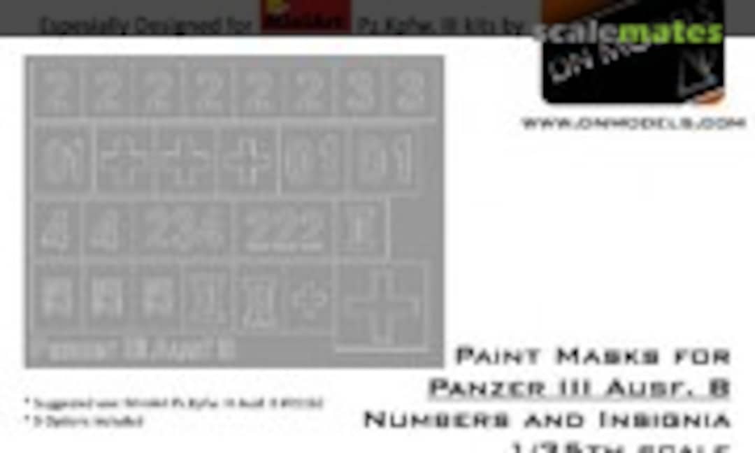 1:35 Paint Masks Set for Pz.Kpfw. III Ausf. B Numbers & Insignia (DN Models 35/827-043) 35/827-043