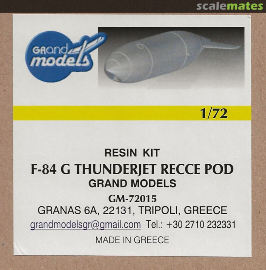 Boxart F-84 G Thunderjet Recce Pod GM 72015 Grand Models Boxart F-84 G Thunderjet Recce Pod GM 72015 Grand Models