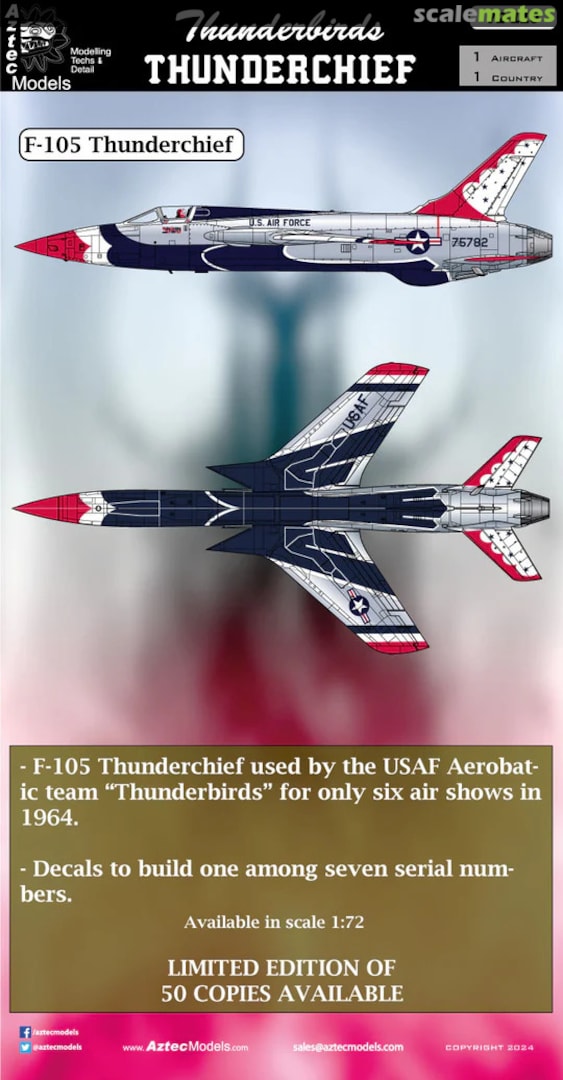 Boxart F-105 Thunderchief Thunderbirds Decals D72-110 Aztec Models Boxart F-105 Thunderchief Thunderbirds Decals D72-110 Aztec Models