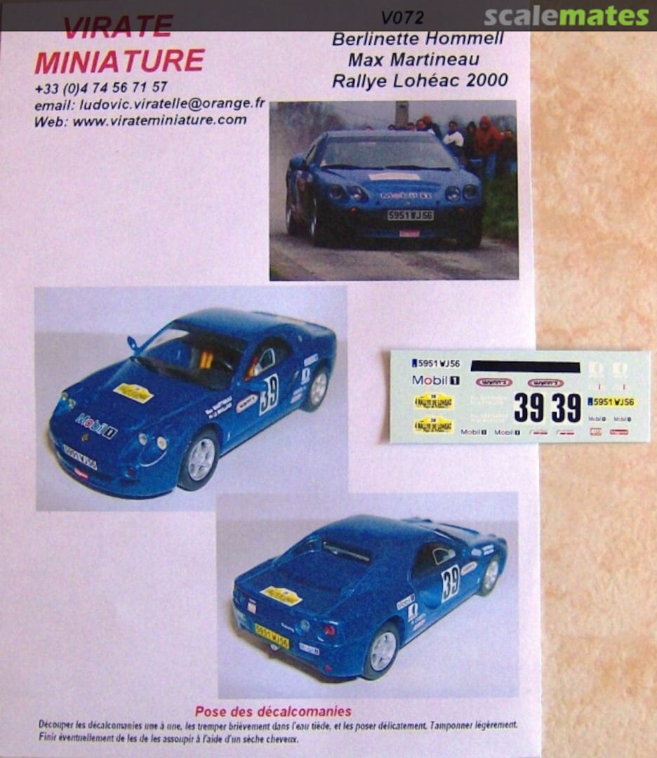 Boxart Hommell Berlinette RS V072 Virate Miniature Boxart Hommell Berlinette RS V072 Virate Miniature