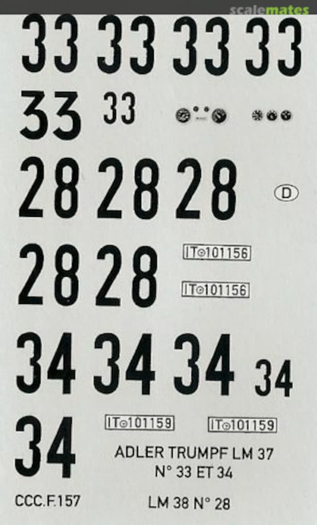 Contents Adler Super Trumpf [IT@101156] Le Mans'37 #33 Orssich/Sauerwein CCC F157 Chat C'Est Chouette