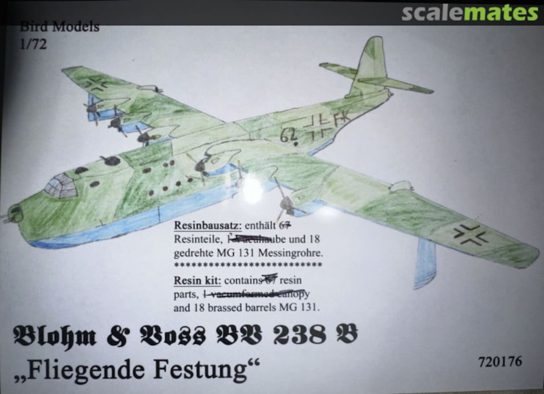 Boxart Blohm & Voss BV 238 B 720176 Bird Models Boxart Blohm & Voss BV 238 B 720176 Bird Models