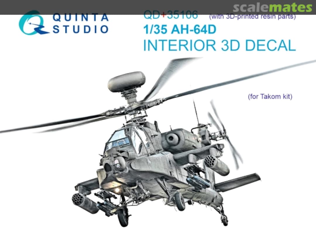 Boxart AH-64D interior 3D decals (with 3D-printed resin parts) QD+35106 Quinta Studio Boxart AH-64D interior 3D decals (with 3D-printed resin parts) QD+35106 Quinta Studio