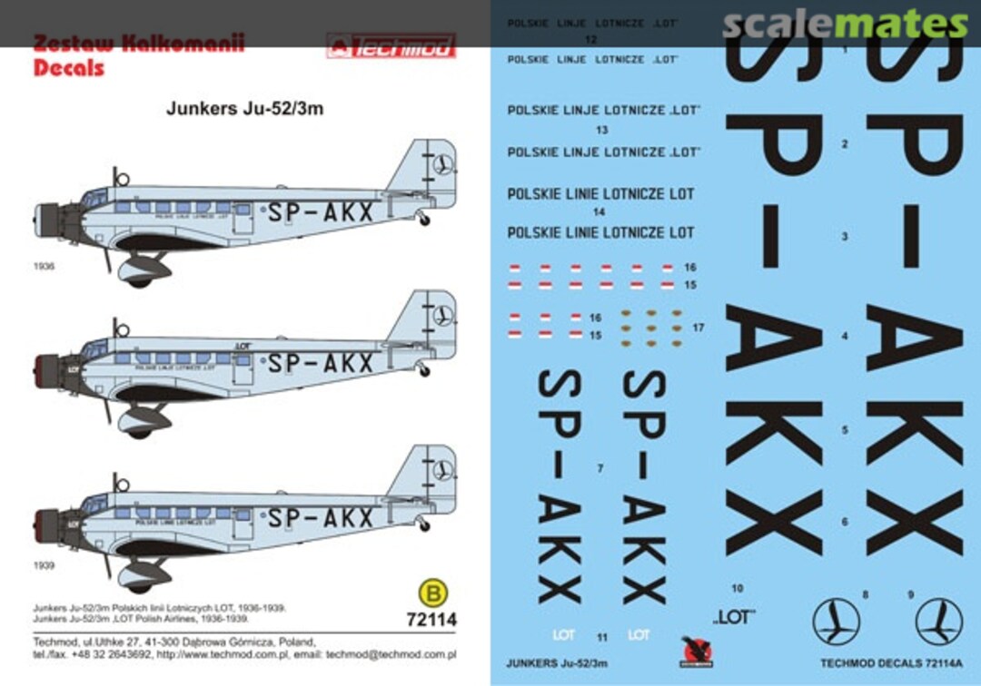 Boxart Junkers Ju 52/3M 72114 Techmod Boxart Junkers Ju 52/3M 72114 Techmod