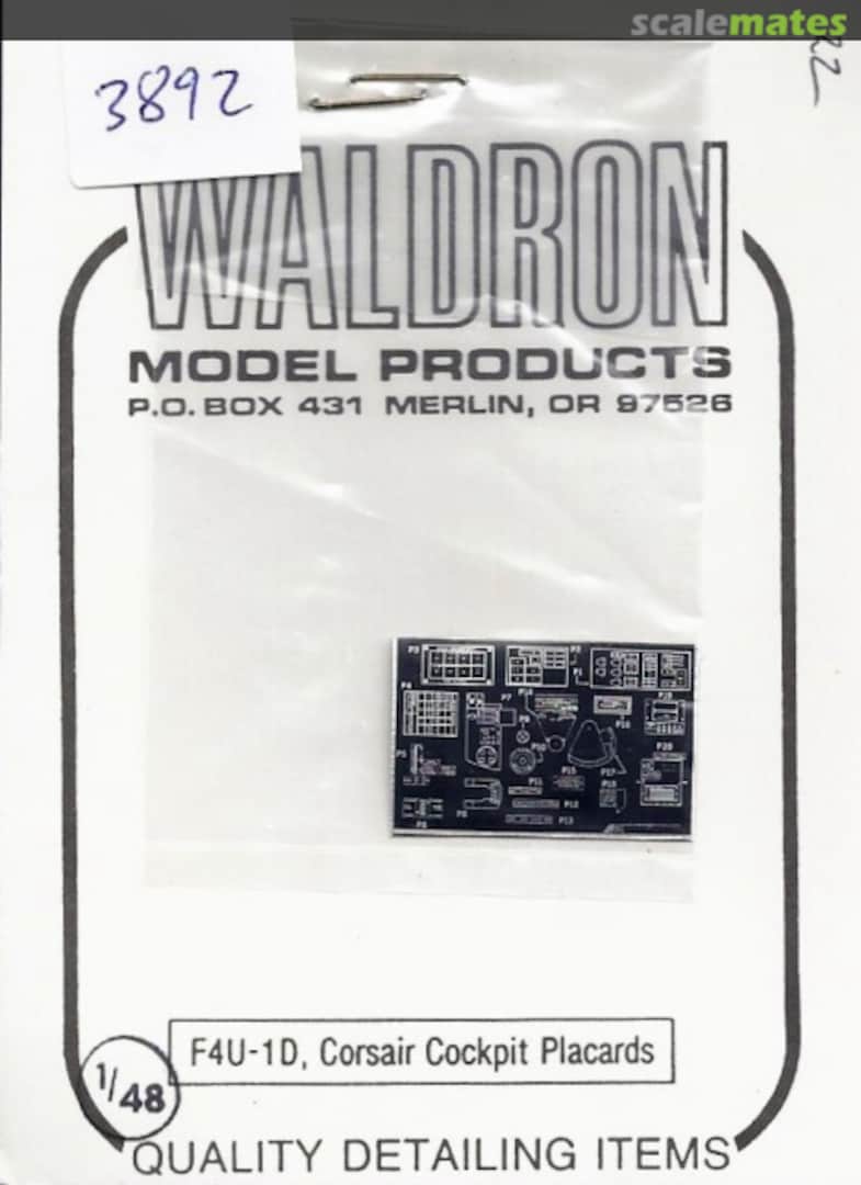 Boxart F4U-1D Corsair Cockpit Placards 48-22 Waldron Model Products Boxart F4U-1D Corsair Cockpit Placards 48-22 Waldron Model Products