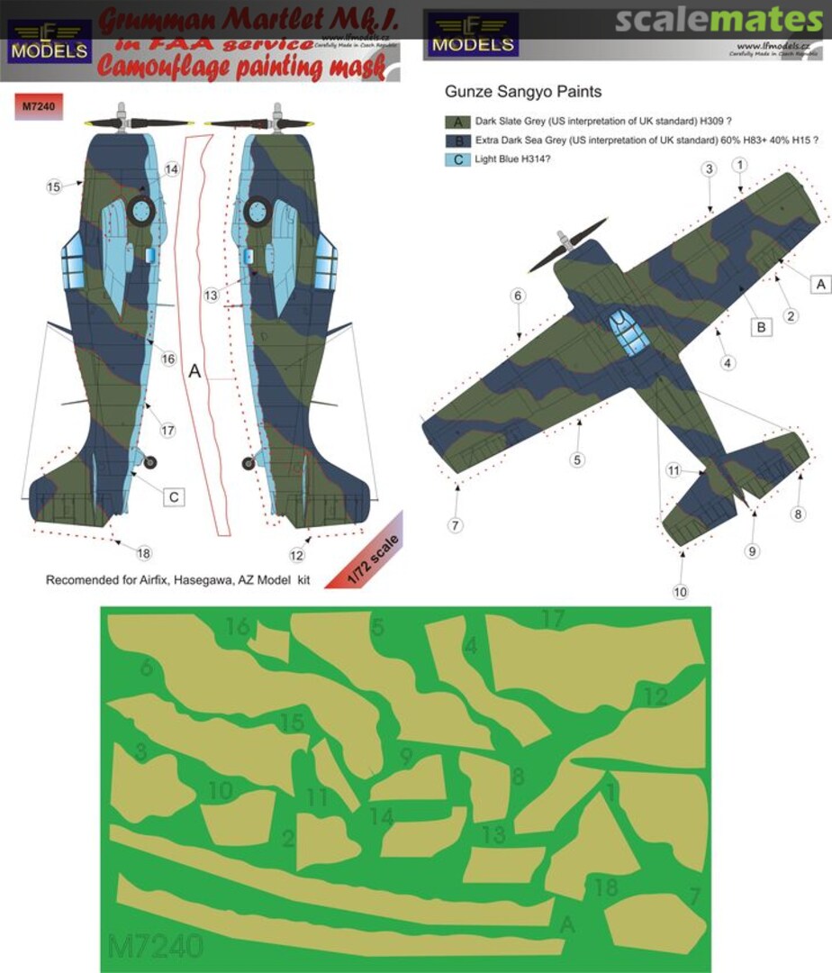 Boxart Grumman Martlet Mk.I in FAA Service Camouflage Painting Mask M7240 LF Models Boxart Grumman Martlet Mk.I in FAA Service Camouflage Painting Mask M7240 LF Models