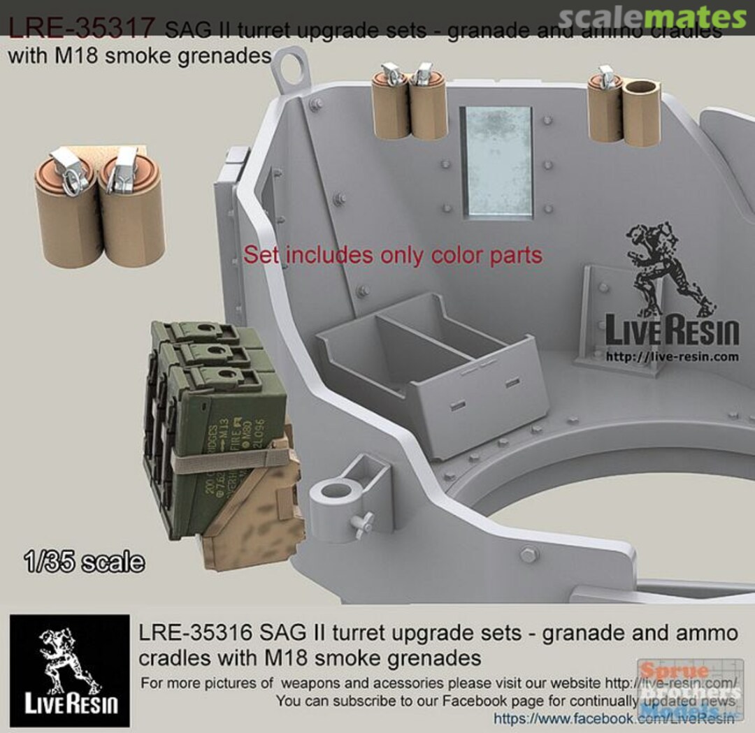 Boxart SAG II Turret Upgrade Sets - Ammo Boxes & Cradles w/M18 Smoke Grenades LRE-35317 Live Resin Boxart SAG II Turret Upgrade Sets - Ammo Boxes & Cradles w/M18 Smoke Grenades LRE-35317 Live Resin