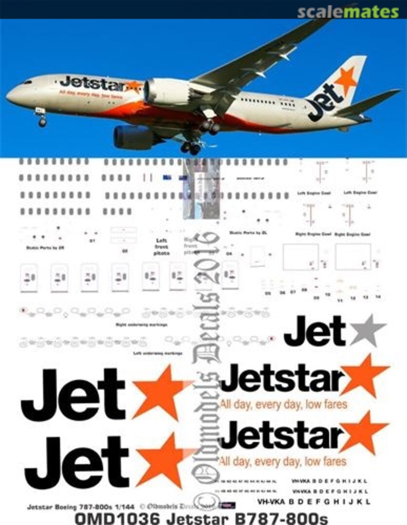 Boxart Jetstar B787-800s schemes OMD1036 Oldmodels Decals Boxart Jetstar B787-800s schemes OMD1036 Oldmodels Decals