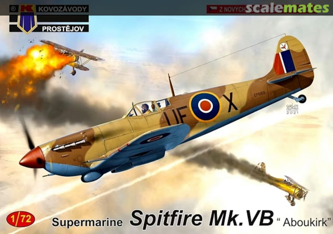 Boxart Supermarine Spitfire Mk.Vb KPM0257 Kovozávody Prostějov Boxart Supermarine Spitfire Mk.Vb KPM0257 Kovozávody Prostějov
