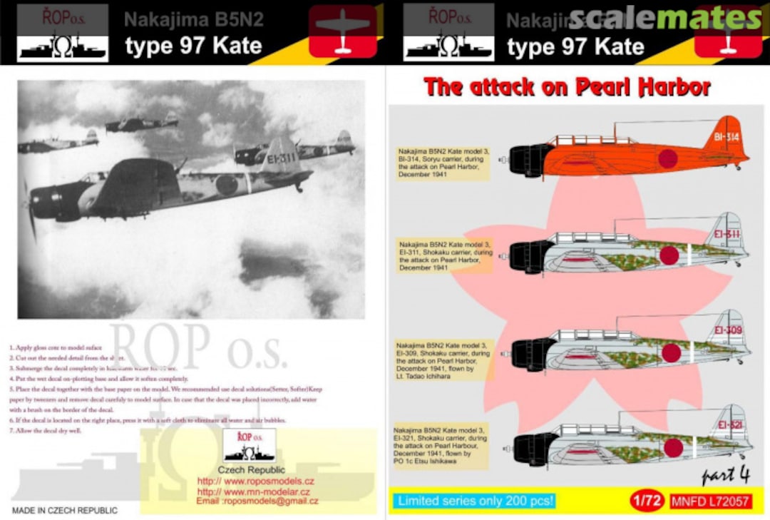 Boxart Nakajima B5N2 type 97 Kate - The attack on Pearl Harbor MNFDL72057 ROP o.s. Boxart Nakajima B5N2 type 97 Kate - The attack on Pearl Harbor MNFDL72057 ROP o.s.