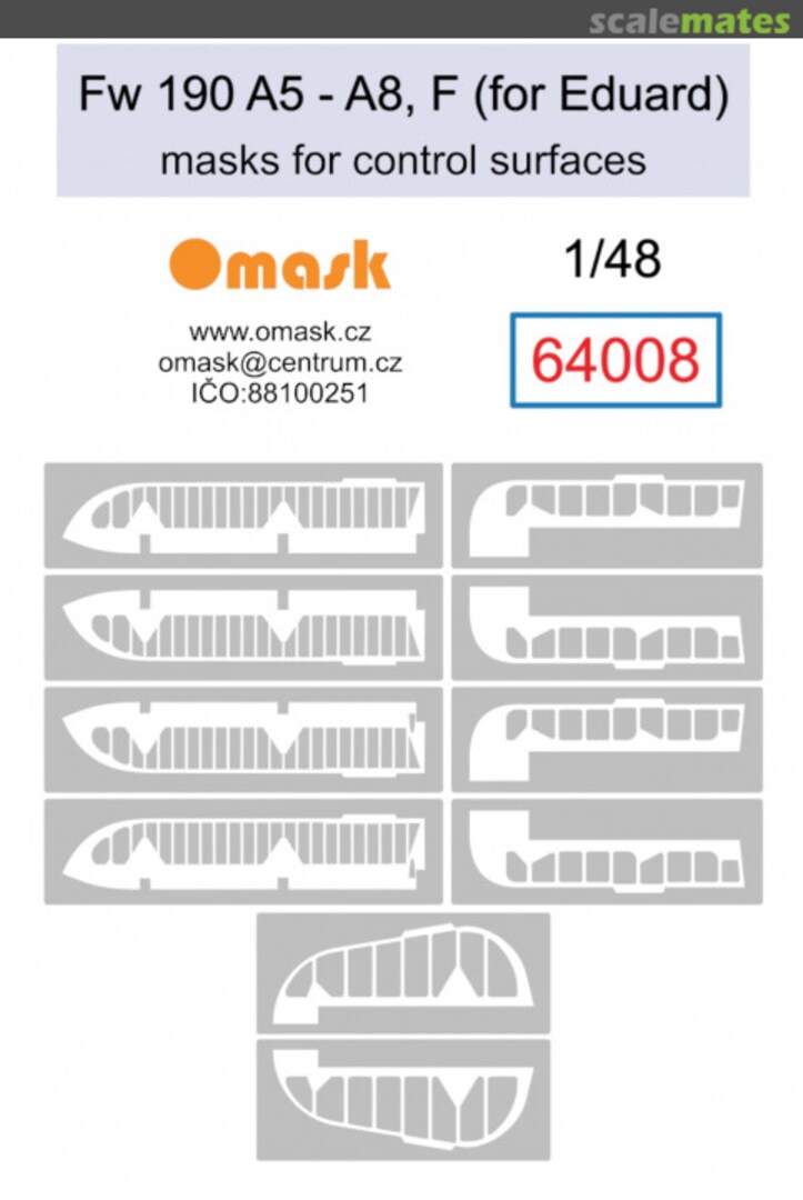 Boxart Focke-Wulf Fw-190 A5-A8 / F Masks for Control Surfaces (for Eduard kits) 64008 Omask