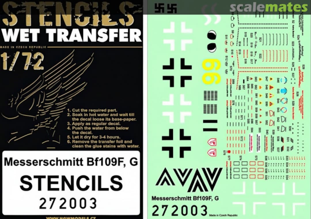 Boxart Messerschmitt Bf 109 F,G Stencils 272003 HGW Models