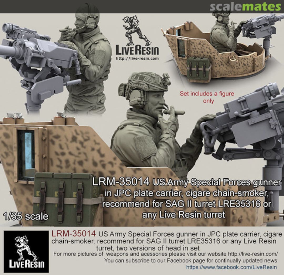 Boxart US Army Special Forces Gunner in JPC Plate Carrier (1 figure w/2 heads) LRM-35014 Live Resin Boxart US Army Special Forces Gunner in JPC Plate Carrier (1 figure w/2 heads) LRM-35014 Live Resin