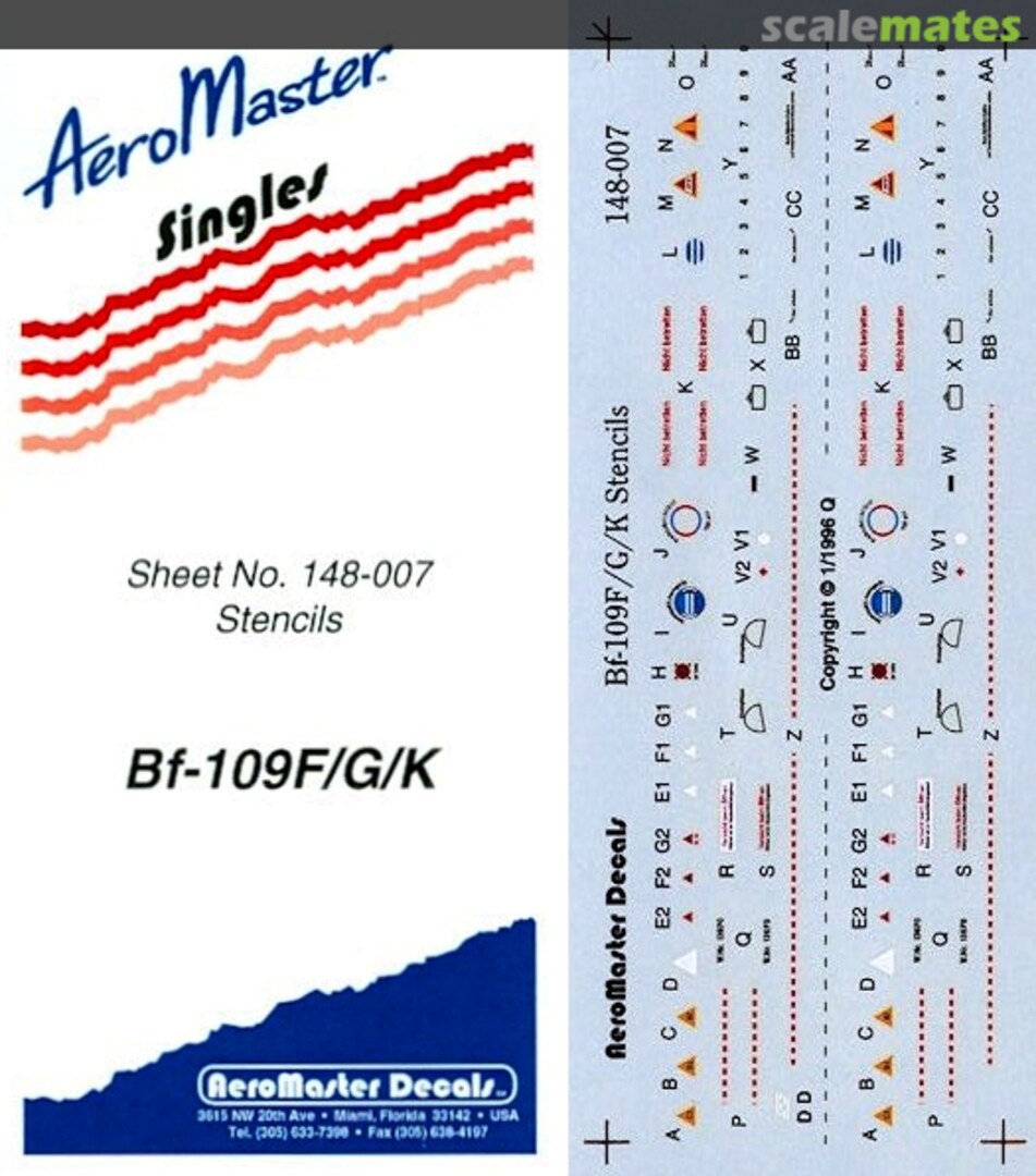 Boxart Bf 109F/G/K Stencils 148-007 AeroMaster Boxart Bf 109F/G/K Stencils 148-007 AeroMaster