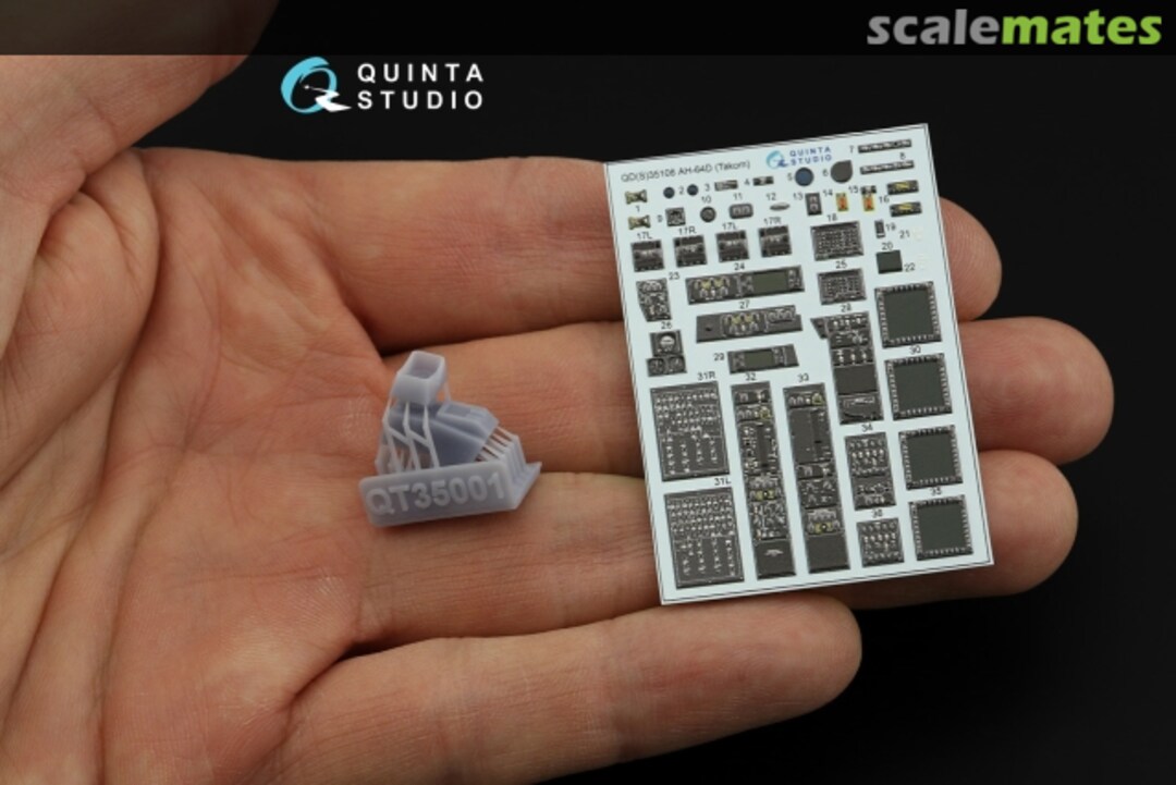 Contents AH-64D interior 3D decals with 3D-printed resin parts (small version) QDS+35106 Quinta Studio Contents AH-64D interior 3D decals with 3D-printed resin parts (small version) QDS+35106 Quinta Studio