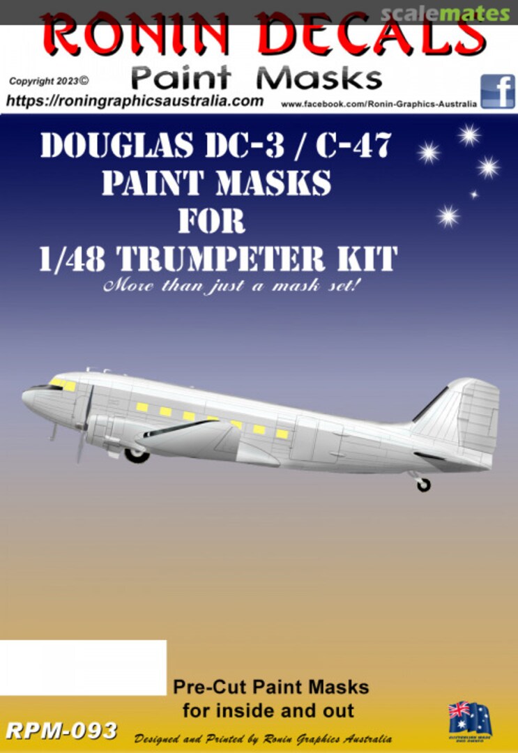 Boxart Douglas DC-3 / C-47 Paint Masks RPM-093 Ronin Decals Boxart Douglas DC-3 / C-47 Paint Masks RPM-093 Ronin Decals