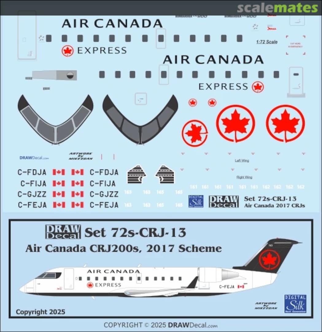 Boxart Air Canada 2017 Scheme CRJ200s 72-CRJ-13 Draw Decal Boxart Air Canada 2017 Scheme CRJ200s 72-CRJ-13 Draw Decal
