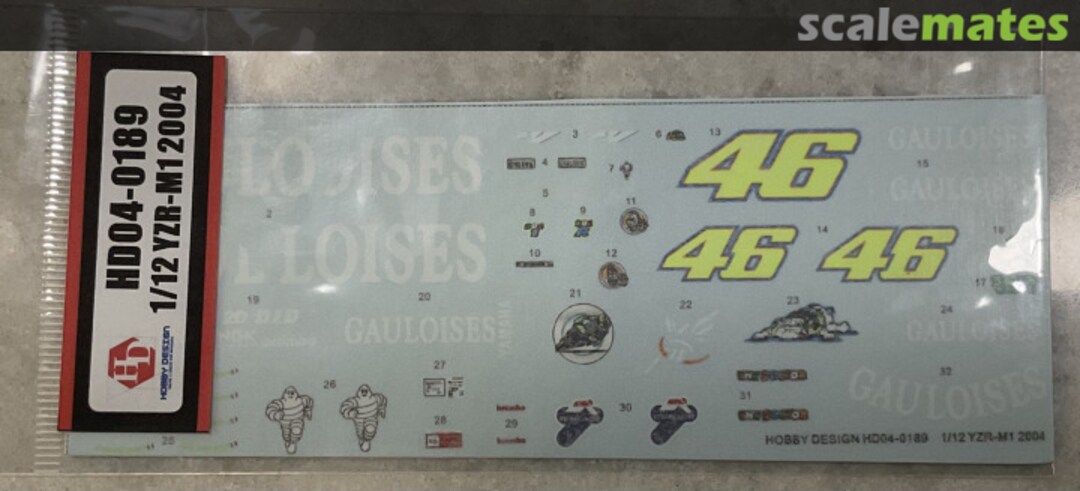 Boxart Yamaha YZR-M1 Sponsorship Decals 2004 HD04-0189 Hobby Design Boxart Yamaha YZR-M1 Sponsorship Decals 2004 HD04-0189 Hobby Design