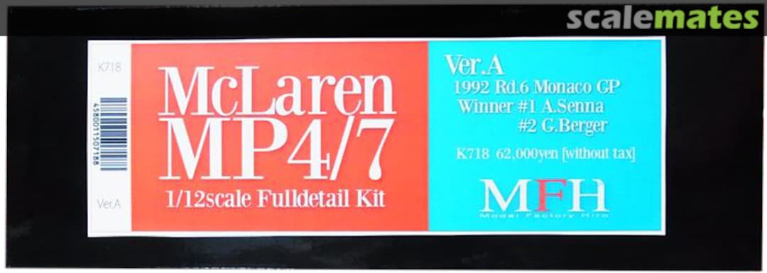 Boxart McLaren MP4/7 K-718 Model Factory Hiro