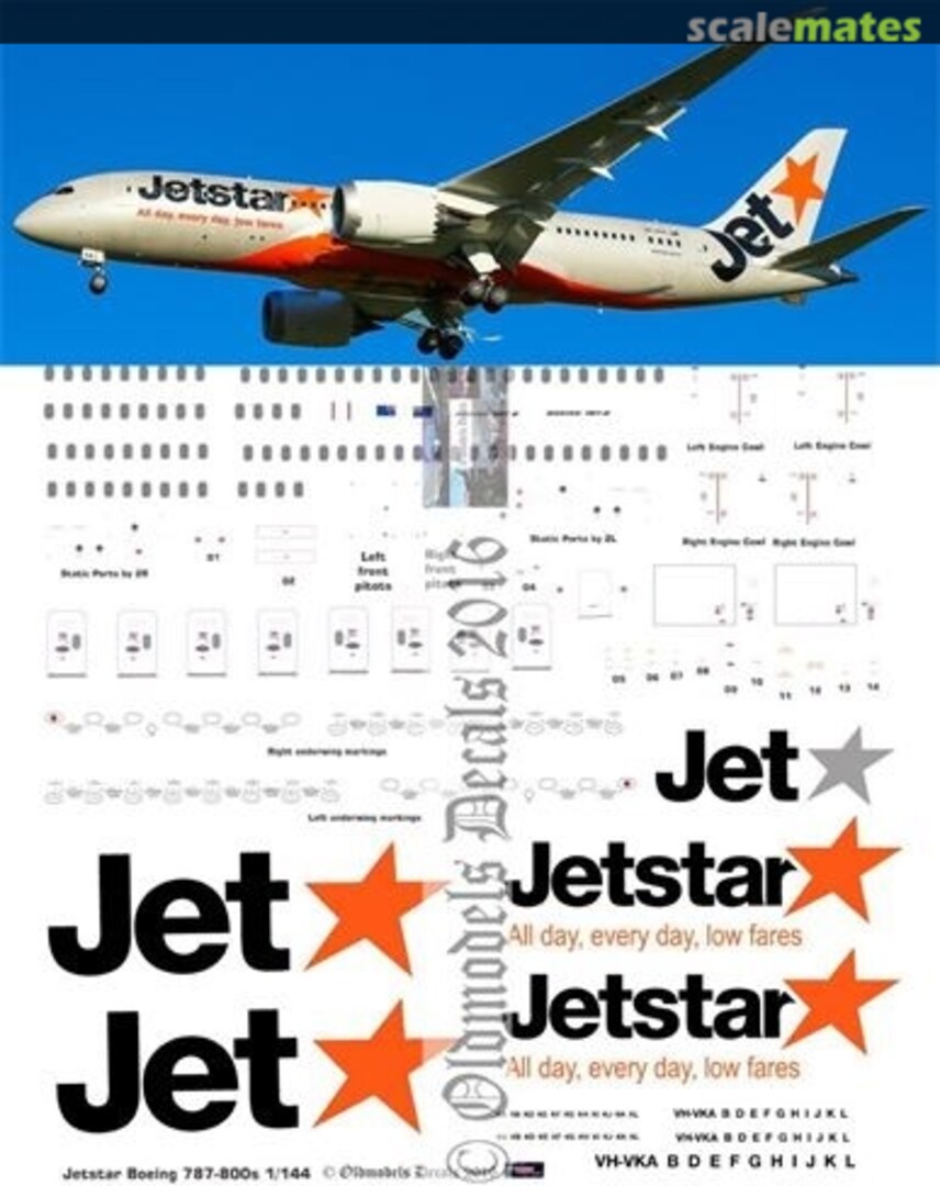 Boxart Jetstar B787-800s schemes OMD1037 Oldmodels Decals Boxart Jetstar B787-800s schemes OMD1037 Oldmodels Decals