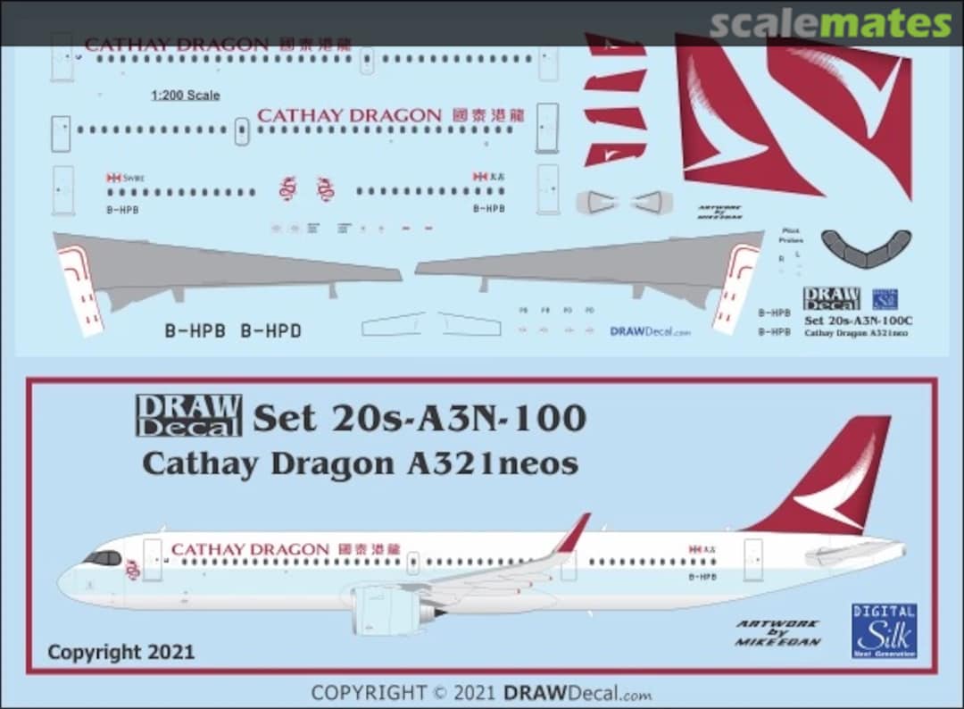 Boxart Cathay Dragon A321neo 20-A3N-100C Draw Decal Boxart Cathay Dragon A321neo 20-A3N-100C Draw Decal