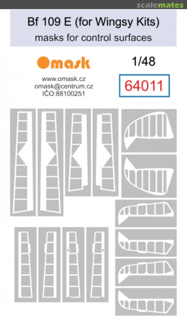 Boxart Messerschmitt Bf-109 E Masks for Control Surfaces (for Wingsy Kits) 64011 Omask Boxart Messerschmitt Bf-109 E Masks for Control Surfaces (for Wingsy Kits) 64011 Omask