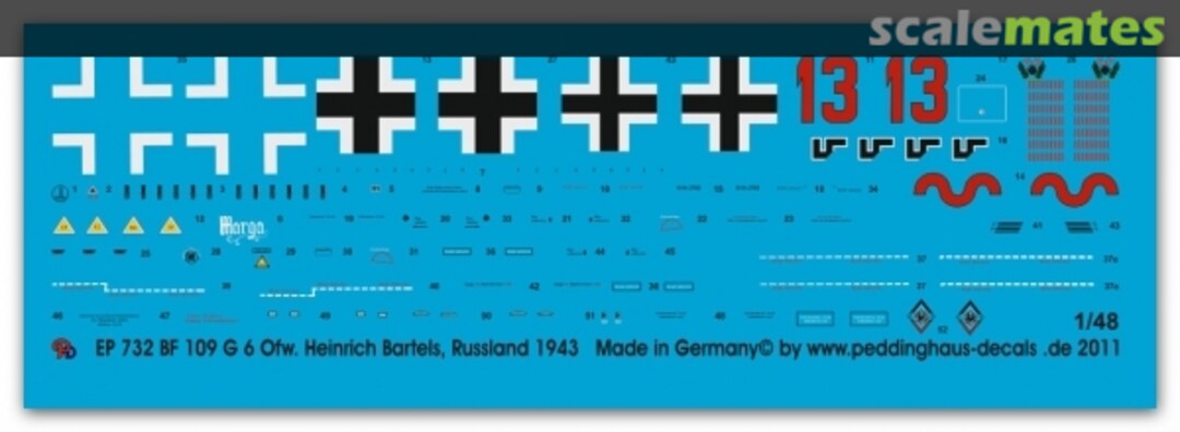 Boxart Bf 109 G-6 Ofw. Heinrich Bartels Russland 1943 EP 732 Peddinghaus-Decals Boxart Bf 109 G-6 Ofw. Heinrich Bartels Russland 1943 EP 732 Peddinghaus-Decals