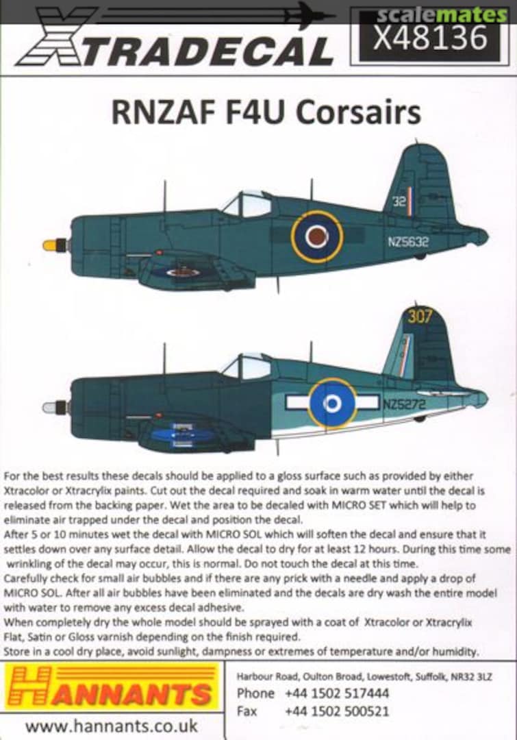 Boxart RNZAF F4U Corsairs X48136 Xtradecal Boxart RNZAF F4U Corsairs X48136 Xtradecal