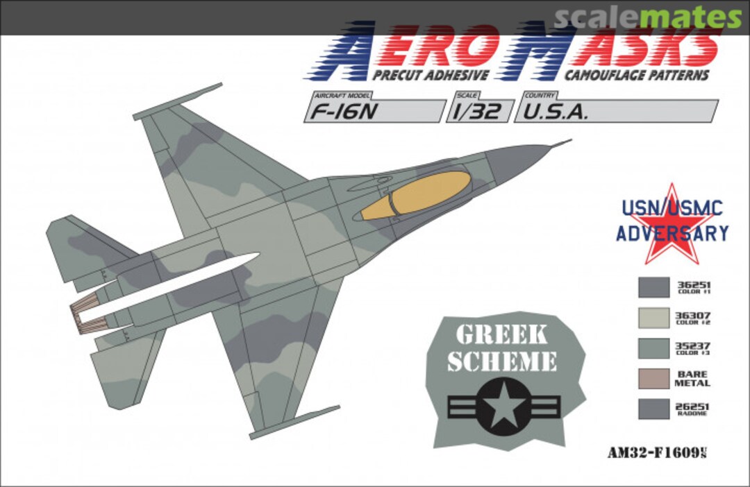 Boxart F-16N USA USN USMC Adversary Greek Scheme AM32-F1609 AeroMasks Boxart F-16N USA USN USMC Adversary Greek Scheme AM32-F1609 AeroMasks