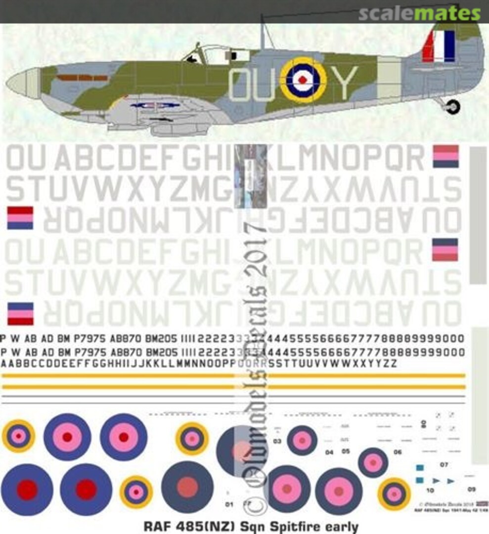 Boxart RAF 485(NZ) Sqn Spitfires early OMD0703 Oldmodels Decals Boxart RAF 485(NZ) Sqn Spitfires early OMD0703 Oldmodels Decals