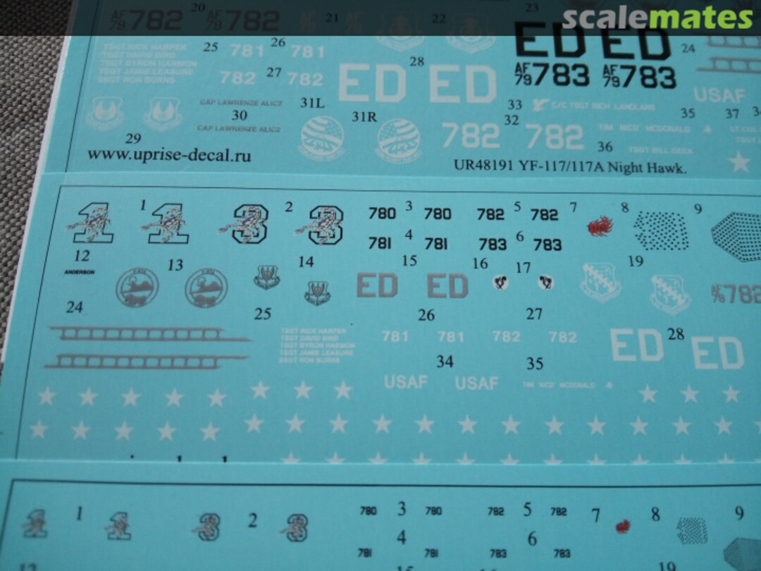 Contents YF-117 Nighthawk Wobblin' Goblin with stencils ur72191 UpRise Decal Contents YF-117 Nighthawk Wobblin' Goblin with stencils ur72191 UpRise Decal