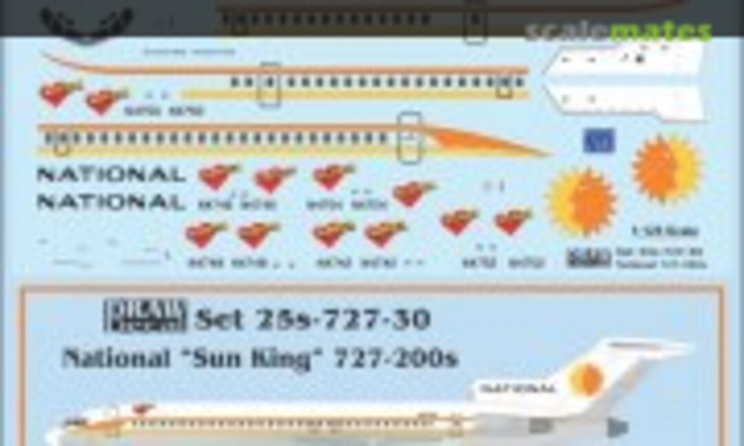 1:125 National “Sun King” 727-200s (Draw Decal 25-727-30) 25-727-30