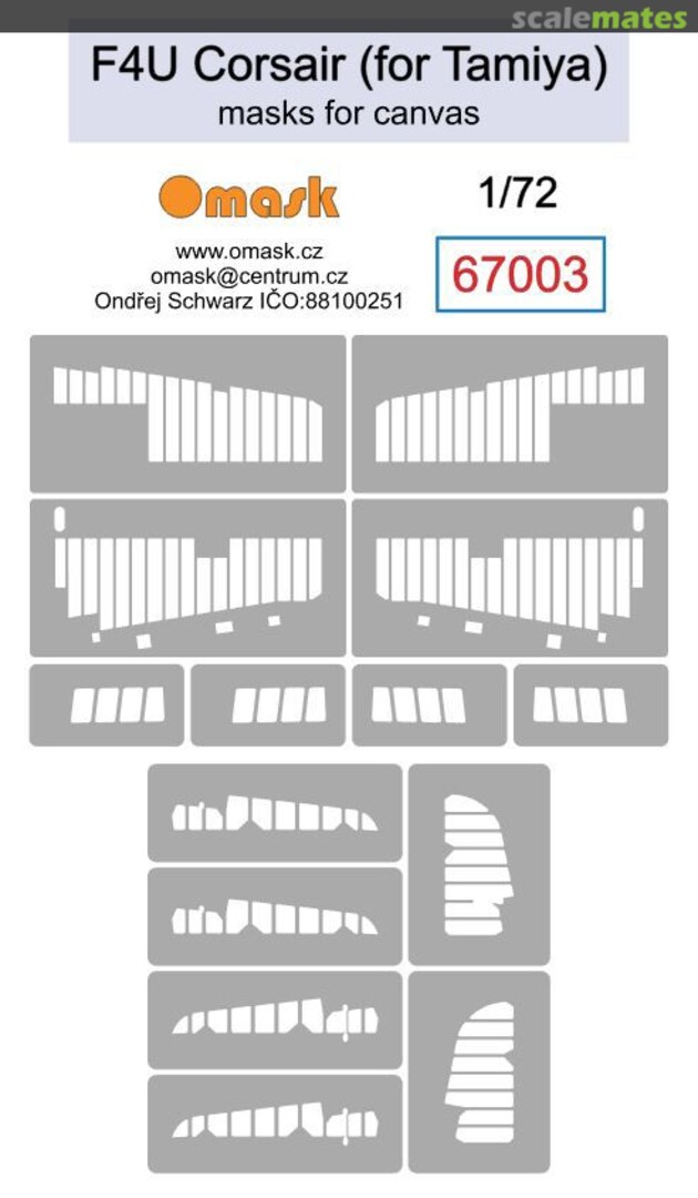 Boxart Vought F4U Corsair Mask for Canvas (for Tamiya kits) 67003 Omask