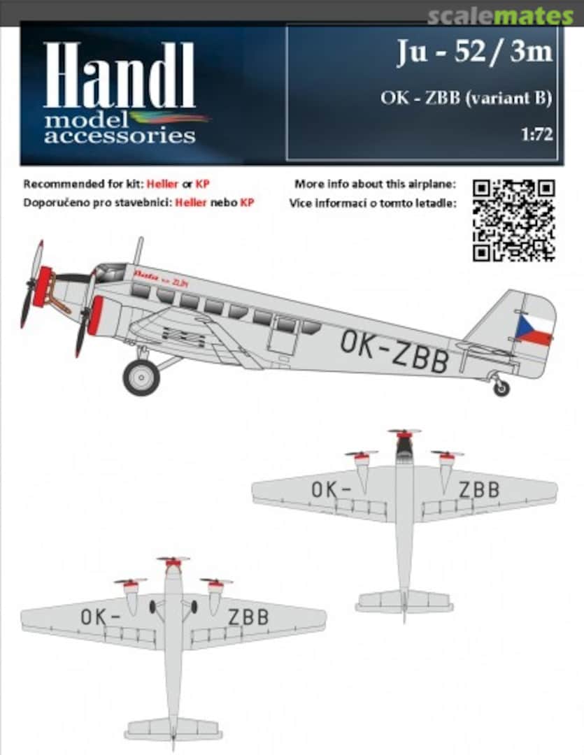 Boxart Ju-52 / m3 OK-ZBB (variant B) 060072 Handl Boxart Ju-52 / m3 OK-ZBB (variant B) 060072 Handl