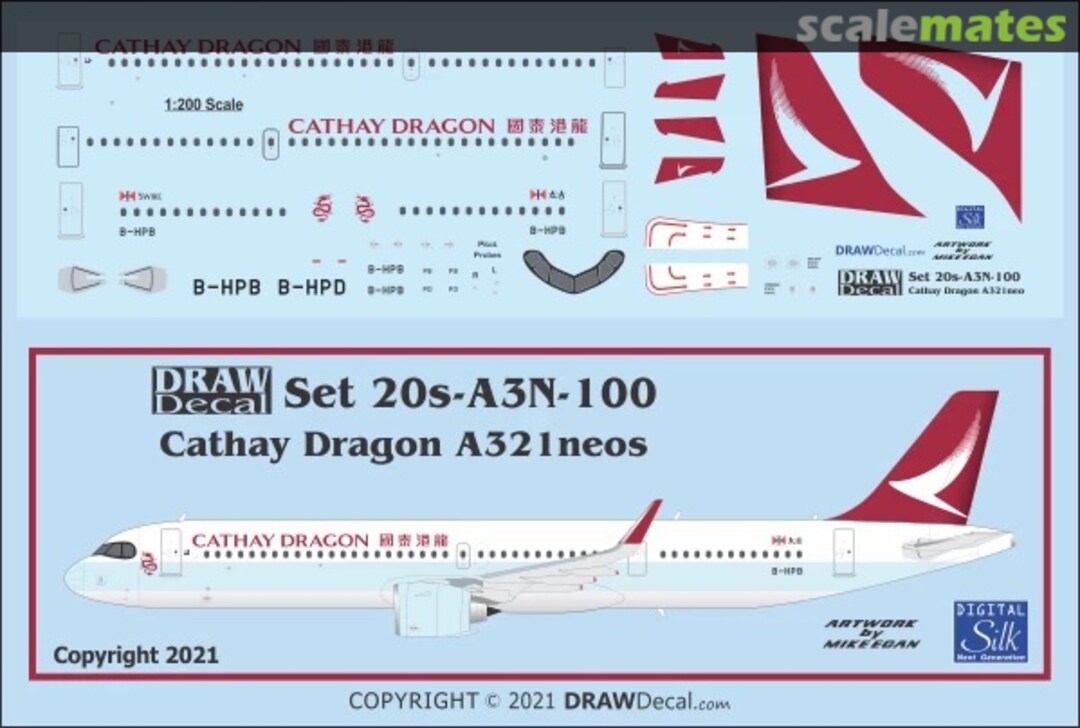 Boxart Cathay Dragon A321neo 20-A3N-100 Draw Decal Boxart Cathay Dragon A321neo 20-A3N-100 Draw Decal