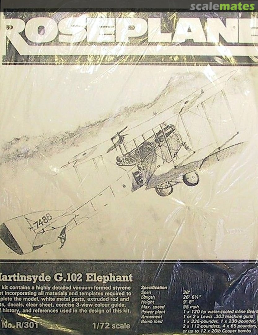 Boxart Martinsyde G.102 Elephant R/301 Roseplane Boxart Martinsyde G.102 Elephant R/301 Roseplane