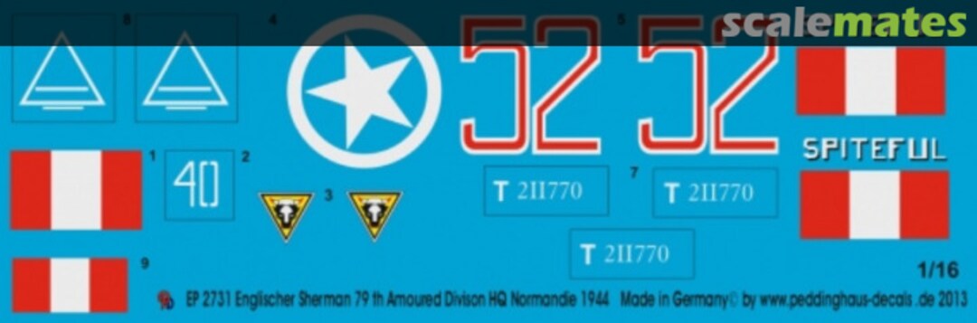 Boxart Englischer Sherman, 79th Armoured Division HQ, Normandie 1944 EP 2731 Peddinghaus-Decals Boxart Englischer Sherman, 79th Armoured Division HQ, Normandie 1944 EP 2731 Peddinghaus-Decals