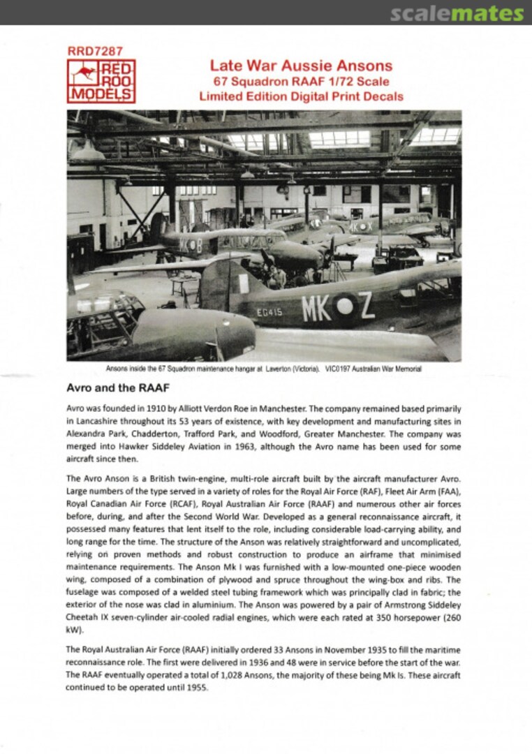Boxart Late War Aussie Ansons RRD7287 Red Roo Models Boxart Late War Aussie Ansons RRD7287 Red Roo Models