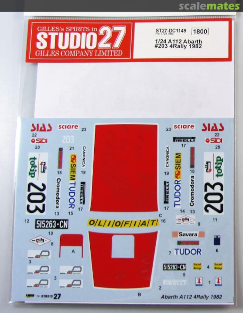 Boxart A112 #203 4Rally 1982 (for Abarth) ST27-DC1149 Studio27 Boxart A112 #203 4Rally 1982 (for Abarth) ST27-DC1149 Studio27