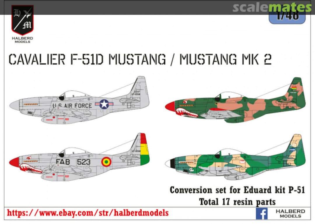 Boxart Cavalier F-51D Mustang / Mustang Mk2 conversion set cav02 Halberd Models Boxart Cavalier F-51D Mustang / Mustang Mk2 conversion set cav02 Halberd Models