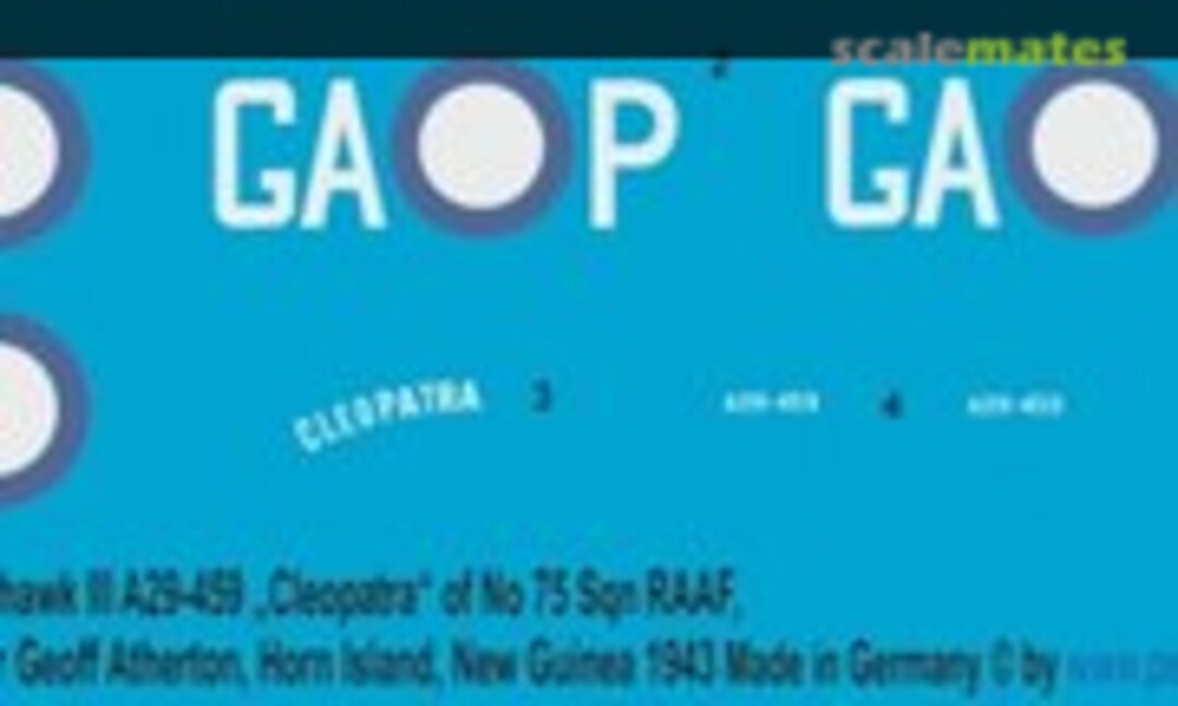 1:72 P-40K Kittyhawk III "Cleopatra" No 75 Sqn RAAF, Sqn Ldr Geoff Atherton, Horn Island (Peddinghaus-Decals EP 2961) EP 2961