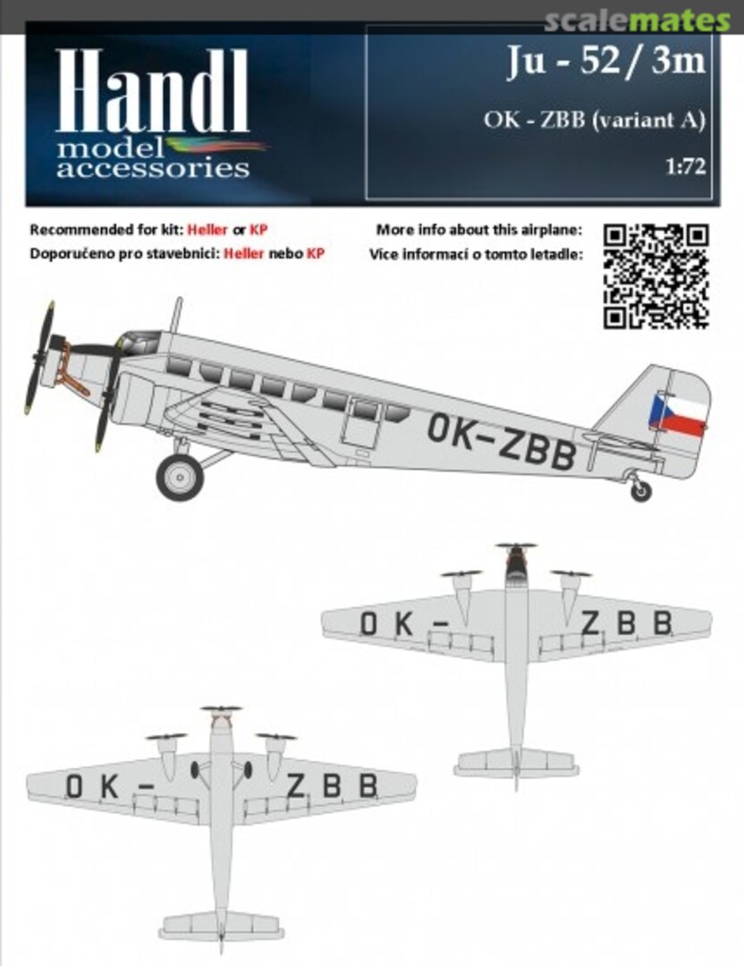 Boxart Ju-52 / m3 OK-ZBB (variant A) 059072 Handl Boxart Ju-52 / m3 OK-ZBB (variant A) 059072 Handl