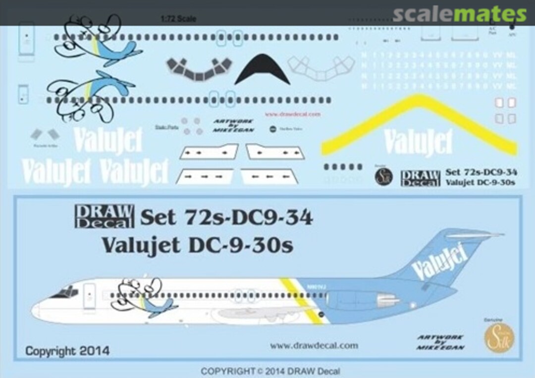 Boxart Valujet DC-9-30s 72-DC9-34 Draw Decal