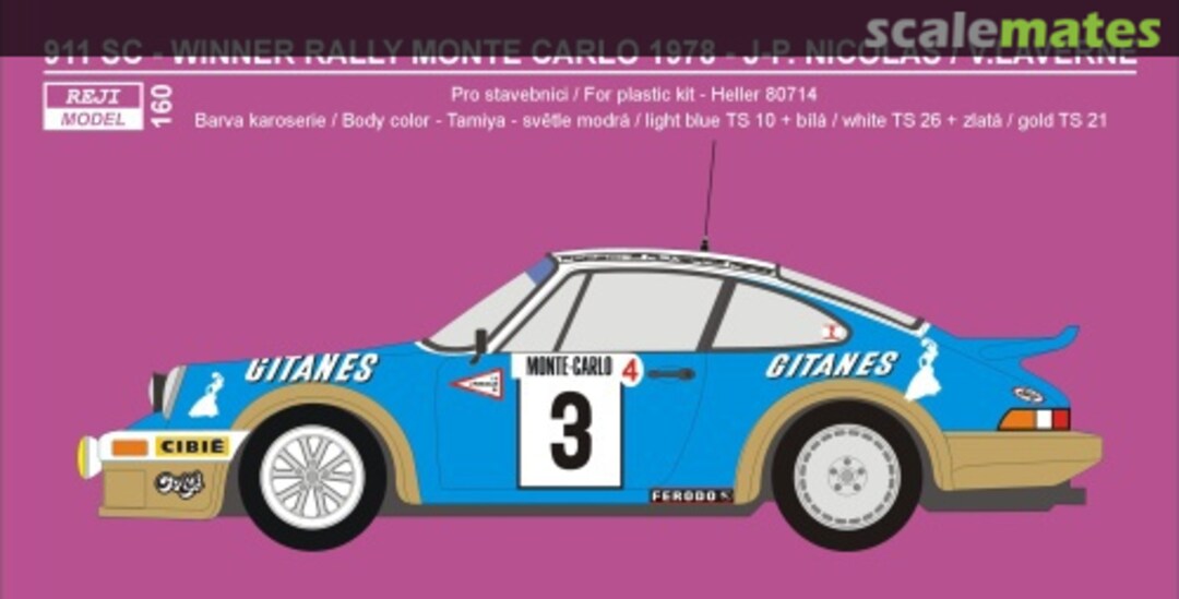 Boxart Porsche 911 SC Rally Monte Carlo 1978 - J.P.Nicolas 160 REJI Model Boxart Porsche 911 SC Rally Monte Carlo 1978 - J.P.Nicolas 160 REJI Model