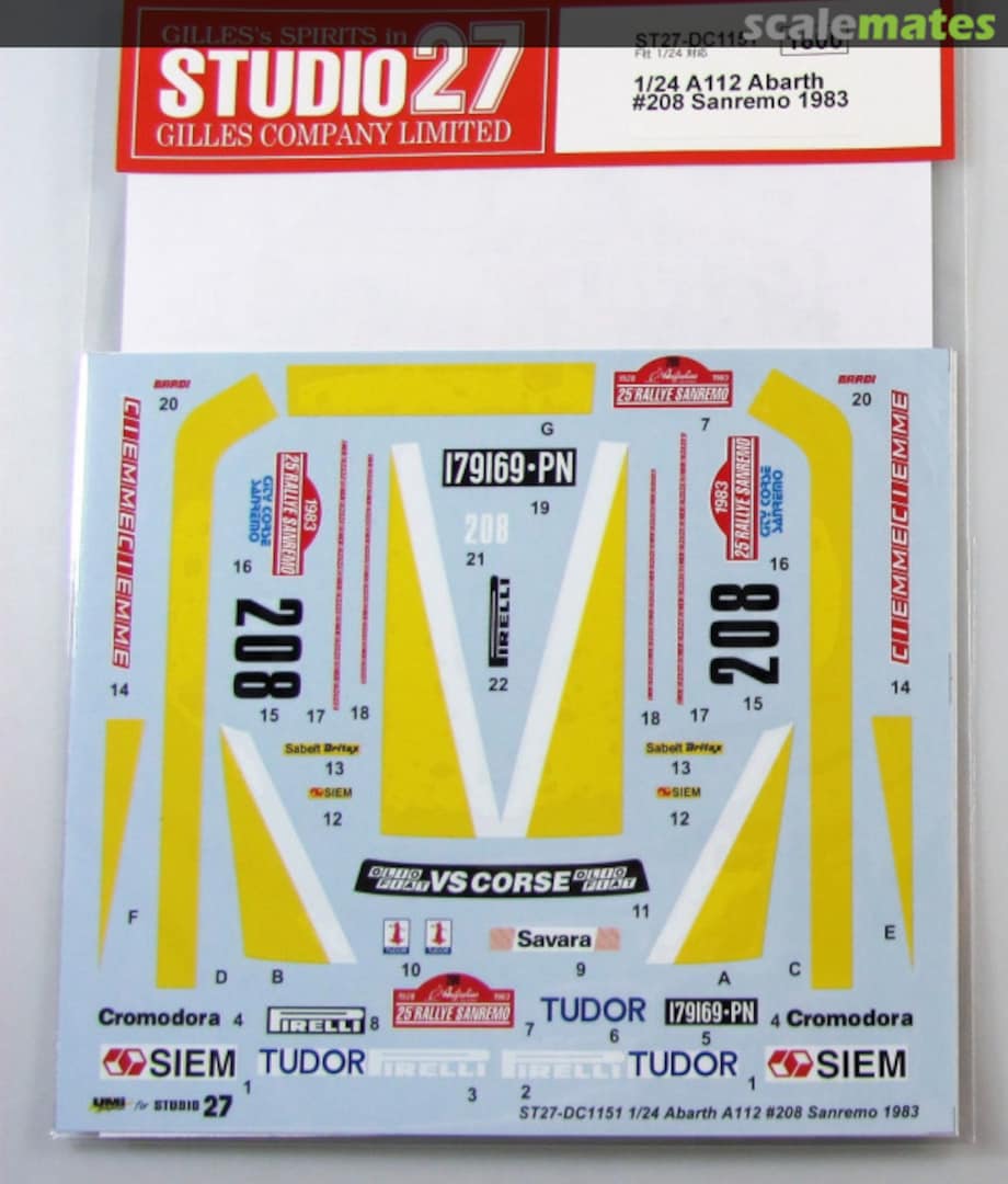 Boxart A112 #208 Sanremo 1983 (for Abarth) ST27-DC1151 Studio27 Boxart A112 #208 Sanremo 1983 (for Abarth) ST27-DC1151 Studio27